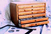 Political button drawer case